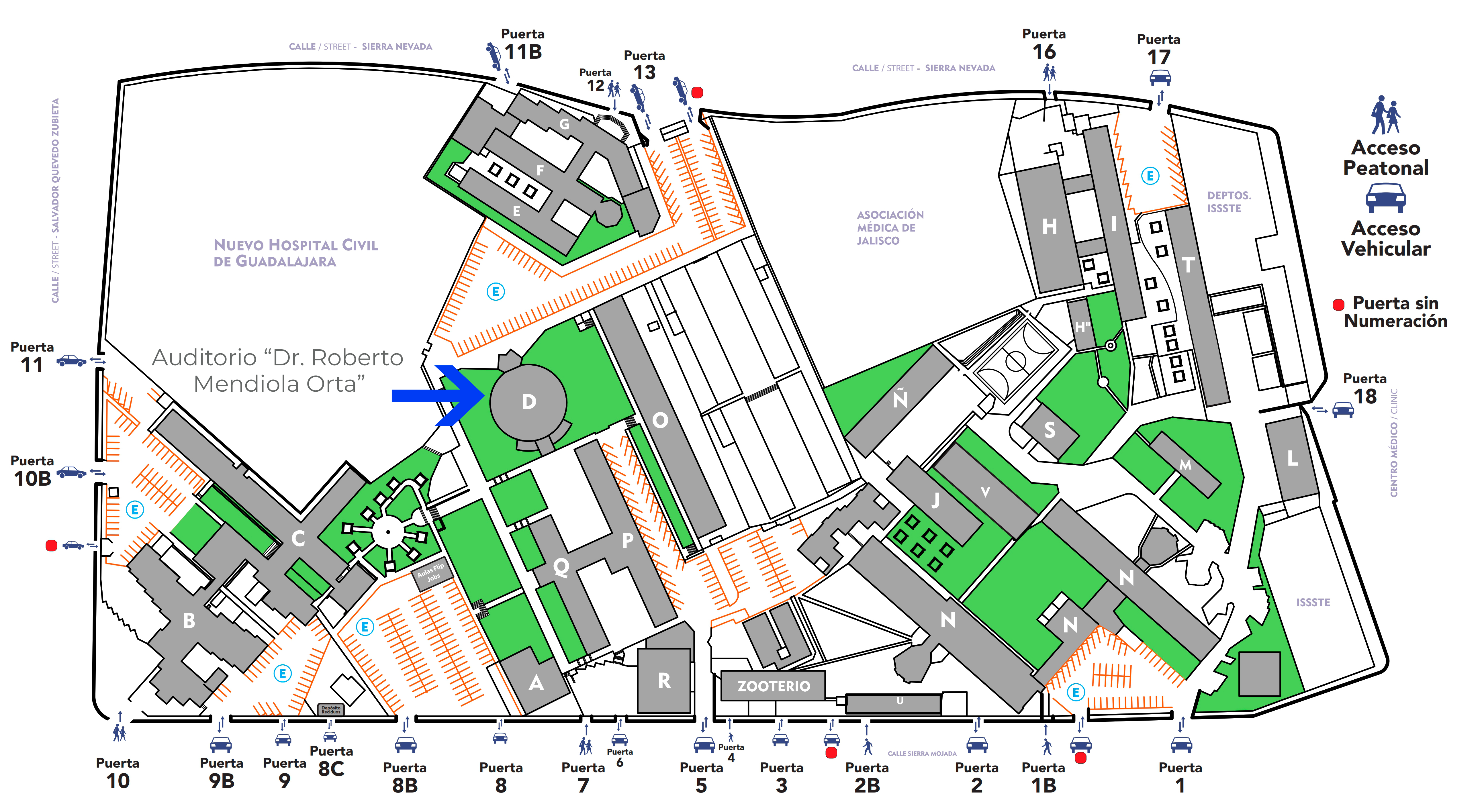 Mapa de ingreso al Auditorio CUCS